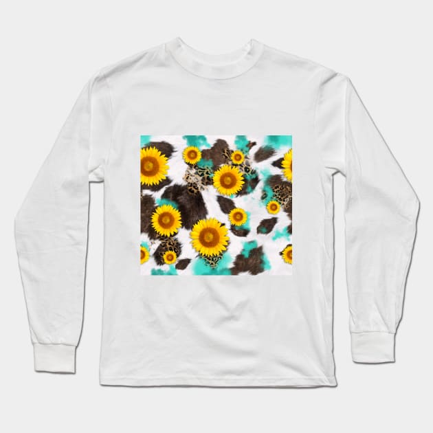 Sunflower cow fur Long Sleeve T-Shirt by 2SUNS